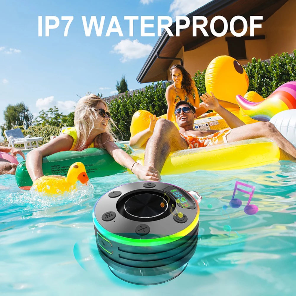 Bluetooth 5.3 Waterproof Shower Speaker with Suction Cup IPX7 for Beach Pool and Bathroom Use