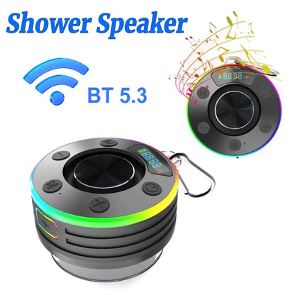 Bluetooth 5.3 Waterproof Shower Speaker with Suction Cup IPX7 for Beach Pool and Bathroom Use