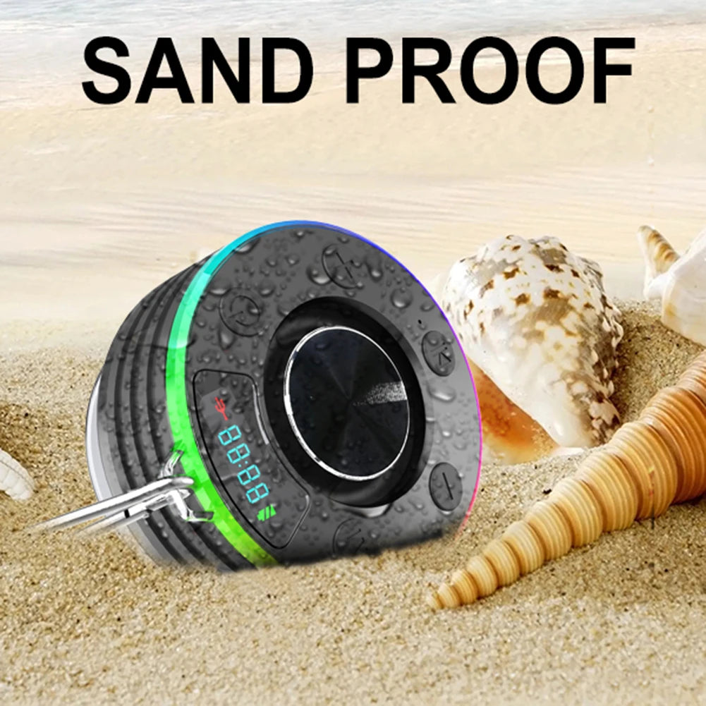Bluetooth 5.3 Waterproof Shower Speaker with Suction Cup IPX7 for Beach Pool and Bathroom Use