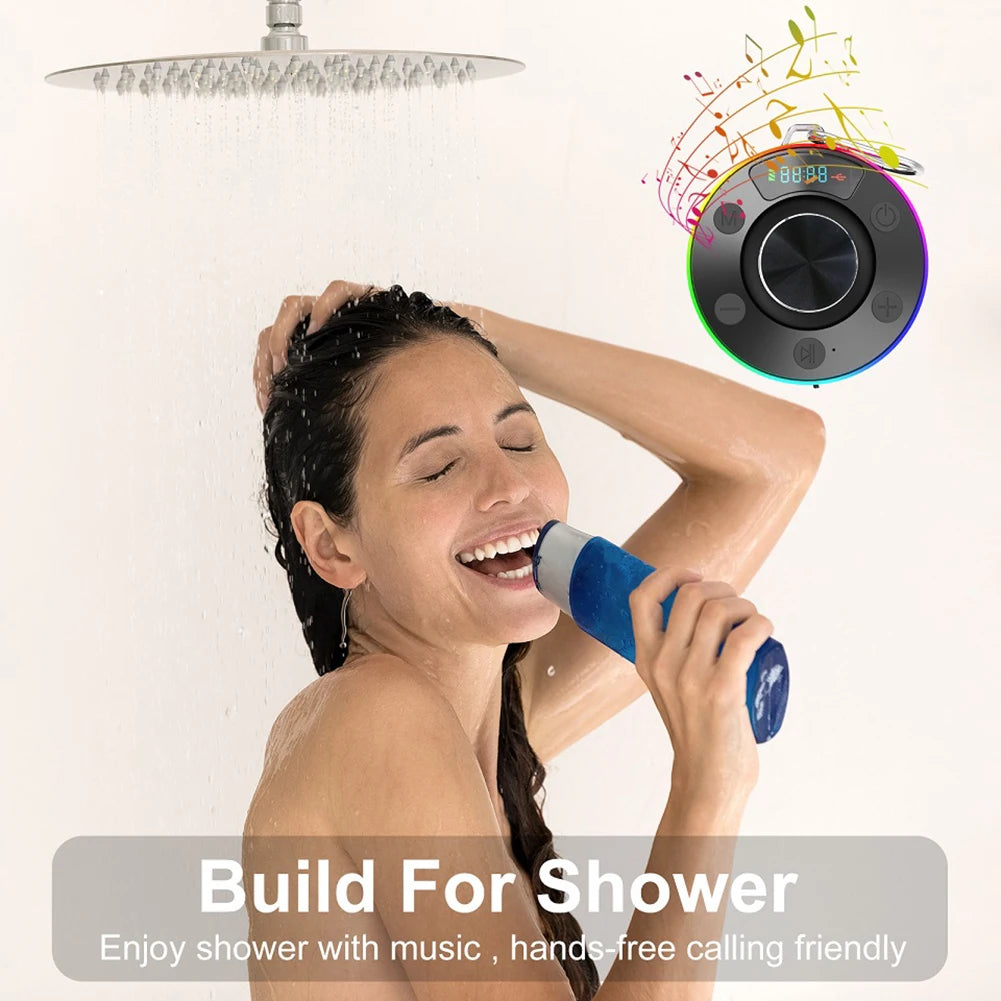 Bluetooth 5.3 Waterproof Shower Speaker with Suction Cup IPX7 for Beach Pool and Bathroom Use